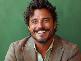 Confident businessman with a suit and a smile in a studio background, He looking at the camera