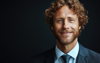 Confident businessman with a suit and a smile in a studio background, He looking at the camera