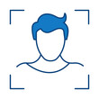 © Stock Ninja Studio - Face Scan Blue Editable Stroke Icons. Cyber Security Technology, Phishing, Hacking, Cyber Crime, Security, Trojan, Device Protection, Privacy Vector Illustration.