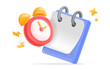 © Roby - 3d vector,  alarm clock and calendar for time management. reminders, scheduling apps, for productivity tools. planning efficiency, notification, and daily organization