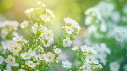 Wall Mural - Sunlit White Flowers in a Garden