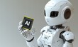 © hakule - white robot hand holds a chip with the letters 'AI' on it