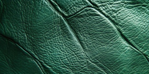 Poster - Closeup of green leather texture, offering an abstract background ideal for various applications. This green leather texture serves as a versatile empty template for creative projects.