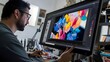 © Pascal - A photo of a graphic designer working on a colorful project on a large monitor.
