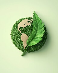 Wall Mural - eco-friendly globe with leaf foliage symbolizing sustainable environment