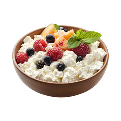 Poster - Fresh tasty fruit salad with yogurt isolated on transparent background