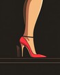 © Espresso - A chic woman's leg in a stylish red high heel, exuding elegance and confidence against a dark background.