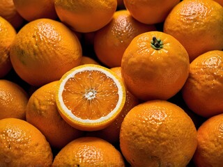 fresh oranges photographed from close range