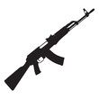 © RM Graphic Designer - a rifle silhouette vector icon design with a white background