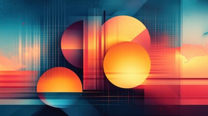 Wall Mural - gradient background with geometric shapes
