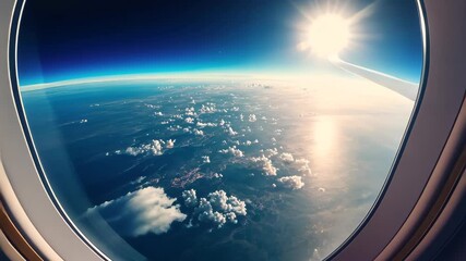 Wall Mural - Beautiful view of sky from airplane window background. 