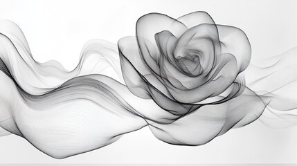 Wall Mural - a continuous black line drawing of a rose, its flowing strokes graceful and elegant on white.