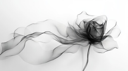Wall Mural - a continuous black stroke outlining a delicate rose, its graceful curves standing out on a white bac