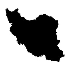 Iran high detailed vector representation of country silhouette in solid black on white background. For educational, decorative, or informational use showcasing the national outline.