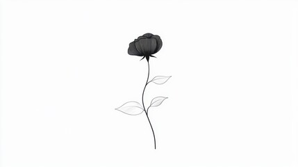 Wall Mural - a minimalist rose illustration in continuous black strokes, its petals and stem standing out on whit