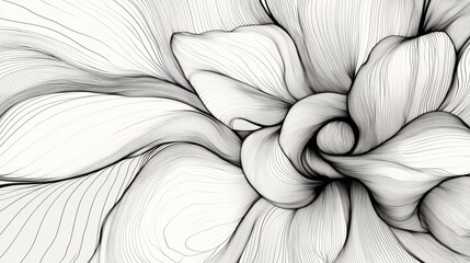 Wall Mural - a modern vector rose drawn in uninterrupted black lines, its delicate details captured on white.