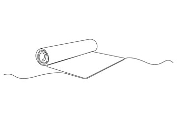 Hand-drawn yoga mat continuous line drawing. Yoga mat outline vector isolated on white background