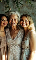 Sticker - Three women are smiling and posing for a photo