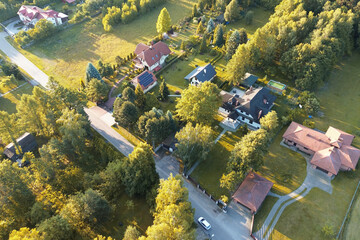 Poster - modern neighborhood of suburban detached houses with medium income and high income families in EUrope