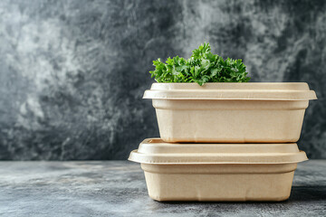 Wall Mural - Sustainable Food Containers with Fresh Herbs