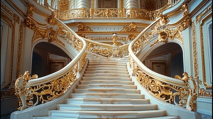 Wall Mural - Palace staircase with beautiful gilded railings.