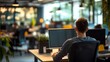 © Ashi - Modern Business Office Scene with Blurred People in Casual Wear and Blurred Bokeh Background, Ideal for Corporate, Professional, and Collaborative Workspaces.