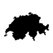 © pyty - Switzerland high detailed vector representation of country silhouette in solid black on white background. For educational, decorative, or informational use showcasing the national outline.