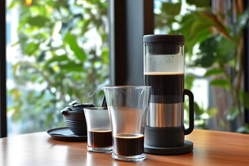 Poster - Modern Coffee Brewer with Fresh Brewed Coffee