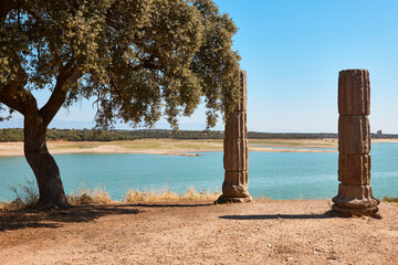 Wall Mural - Ancient Roman temple ruins of Augustobriga. Caceres, Extremadura. Spain