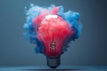 Wall Mural - lightbulb bursting with vibrant, colorful paint explosions, symbolizing a eureka moment, the energy radiating outward in a creative and inspiring display of innovation and imagination