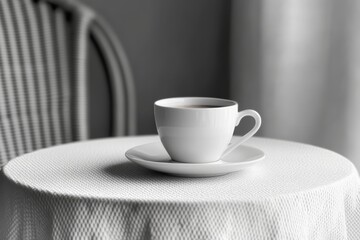 Coffee, white table, white glass, cappuccino