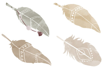 Wall Mural - earth tone bohemian feather png sticker collection