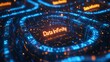 © Kanok - A maze of neon blue and yellow pathways representing AI and deep learning, with glowing holograms of the phrase 'Data Infinity' hovering above