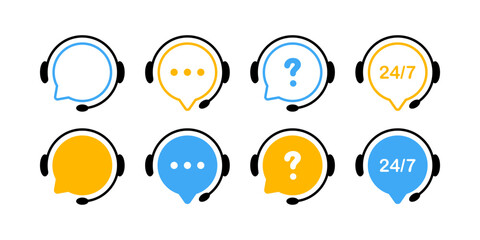 Wall Mural - customer support service. call center symbols