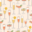 © chekiwart - Hand drawn different types of cocktails seamless pattern