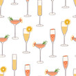 © chekiwart - Hand drawn different cocktails seamless pattern