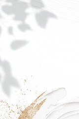 Wall Mural - white paint border png with leaf shadow and gold glitter
