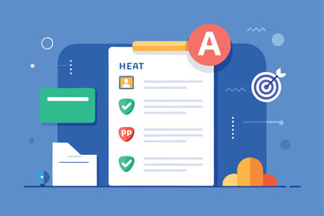 Poster - Creative digital workspace showcasing design elements and project details in a clean vector style
