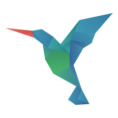Wall Mural - hummingbird paper craft png sticker polygon cut out