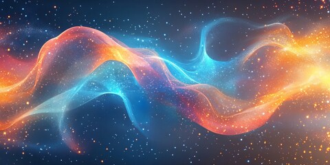 Wall Mural - Nebula galaxy waves with glowing edges. Generative AI