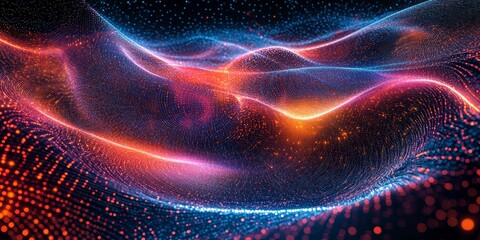 Wall Mural - Neon grids forming intricate futuristic abstract patterns. Generative AI
