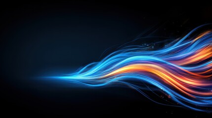 Wall Mural - Colorful Flowing Light Waves Against Dark Background Creating a Dynamic Abstract Motion Effect