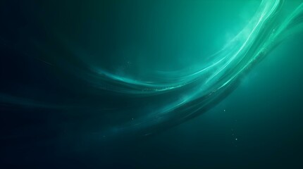 Fototapete - An abstract background with flowing, curved lines of light green and teal against a darker teal or blue backdrop, creating a sense of movement and depth.