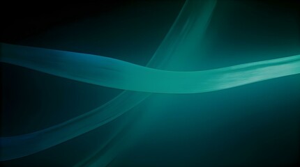 Fototapete - An abstract background with flowing, curved lines of light green and teal against a darker teal or blue backdrop, creating a sense of movement and depth.