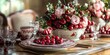 © Ahmad - Charming festive table setting featuring vibrant decorations, fresh flowers, and delightful sweet cherry elements, creating a perfect ambiance for celebration and enjoyment during festive occasions.