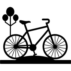 Wall Mural - Bicycle in the park silhouette flat design