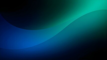Fototapete - An abstract background with flowing, curved lines of light green and teal against a darker teal or blue backdrop, creating a sense of movement and depth