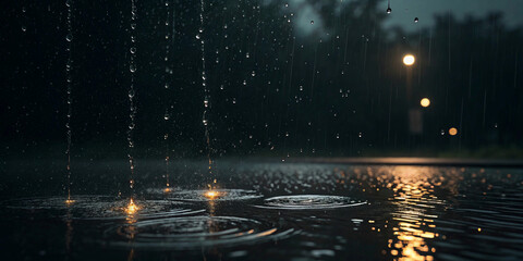 Wall Mural - rain drops on the window, rain on black isolated background