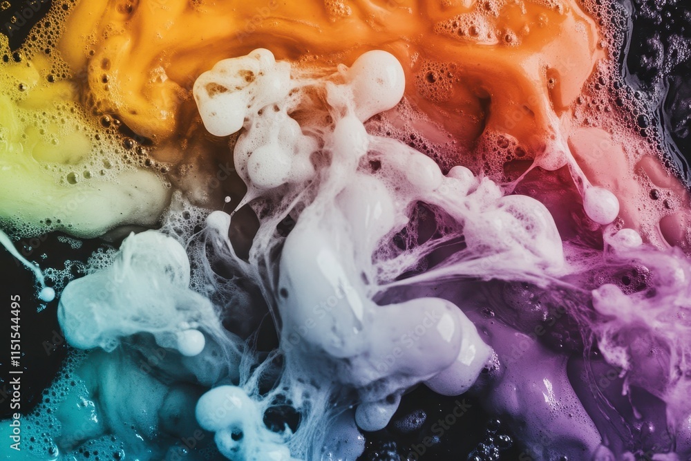 Colorful Abstract Liquid Art with Vibrant Swirls and Bubbles Creating a ...