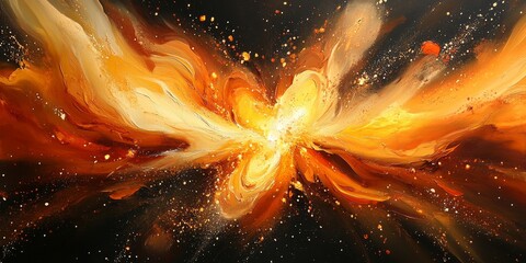 Wall Mural - Cosmic explosions creating bold, radiant abstract textures. Generative AI